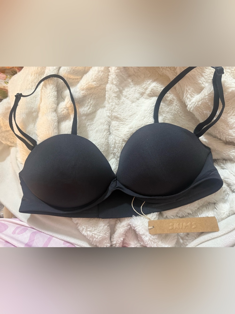 NWT SKIMS ULTIMATE PUSH UP STRAPLESS BRA 34B ONXY $64 Retail!